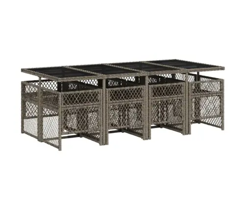 Sodo Komplektas Su Pagalvėlėmis, 9 Dalių, Pilkas, Poliratanas