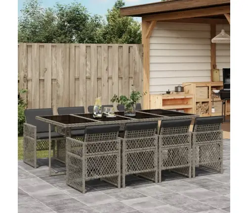 Sodo Komplektas Su Pagalvėlėmis, 9 Dalių, Pilkas, Poliratanas