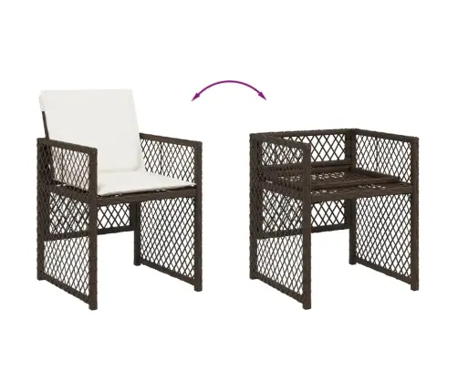 9-Osaline Aia Söögimööbli Komplekt Patjadega, Pruun, Polürotang