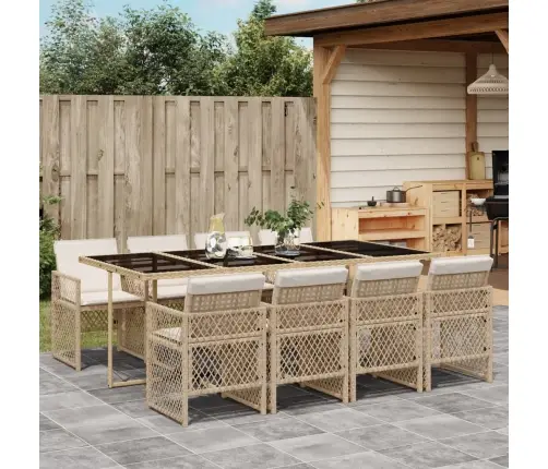 9-Daļīgs Virtuves Mēbeļu Komplekts Ar Matračiem, Pe Rotangpalma Vidaxl