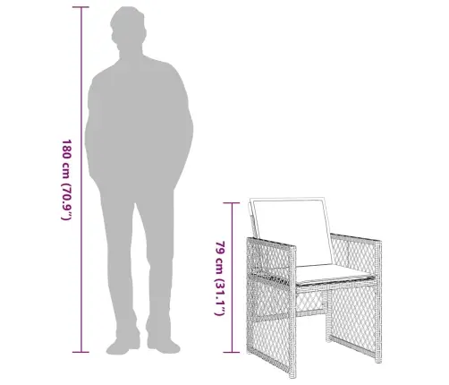 9-Daļīgs Dārza Mēbeļu Komplekts, Matrači,Gaiši Pelēka Pe Pinums Vidaxl