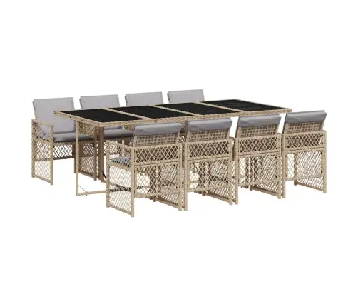 9-Daļīgs Virtuves Mēbeļu Komplekts Ar Matračiem, Pe Rotangpalma Vidaxl