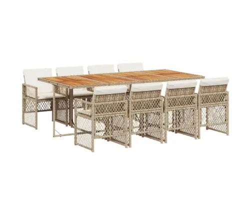 9-Daļīgs Virtuves Mēbeļu Komplekts Ar Matračiem, Pe Rotangpalma Vidaxl