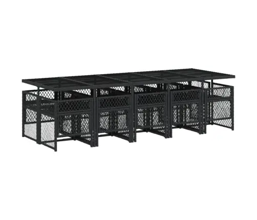 11-Osaline Aiamööbli Komplekt Patjadega, Must, Polürotang