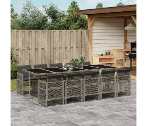 Sodo Komplektas Su Pagalvėlėmis, 11 Dalių, Pilkas, Poliratanas