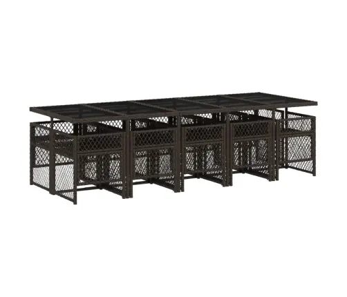 11-Osaline Aia Söögimööbli Komplekt Patjadega, Pruun, Pe-Rotang