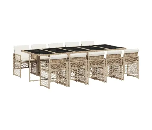 11-Osaline Aiamööbli Komplekt Patjadega, Beež, Polürotang