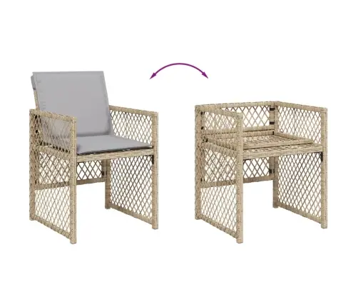 11-Daļīgs Dārza Mēbeļu Komplekts, Matrači, Bēša Pe Rotangpalma Vidaxl