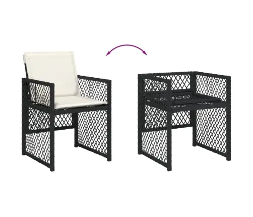 11-Osaline Aiamööbli Komplekt Patjadega, Must, Polürotang