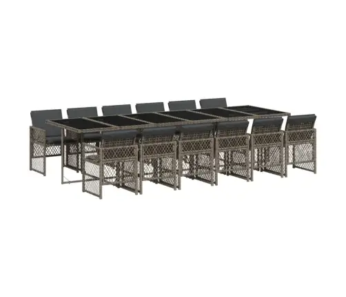 Sodo Komplektas Su Pagalvėlėmis, 13 Dalių, Pilkas, Poliratanas