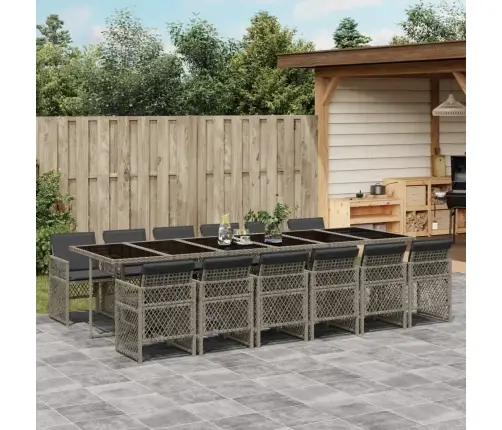 Sodo Komplektas Su Pagalvėlėmis, 13 Dalių, Pilkas, Poliratanas