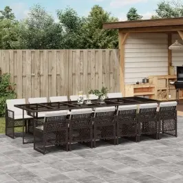 13-Osaline Aia Söögimööbli Komplekt Patjadega, Pruun, Pe-Rotang