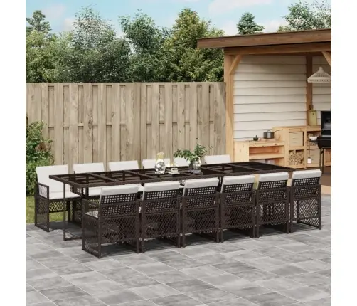 13-Osaline Aia Söögimööbli Komplekt Patjadega, Pruun, Pe-Rotang