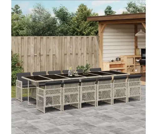 Sodo Komplektas Su Pagalvėlėmis, 13 Dalių, Pilkas, Poliratanas