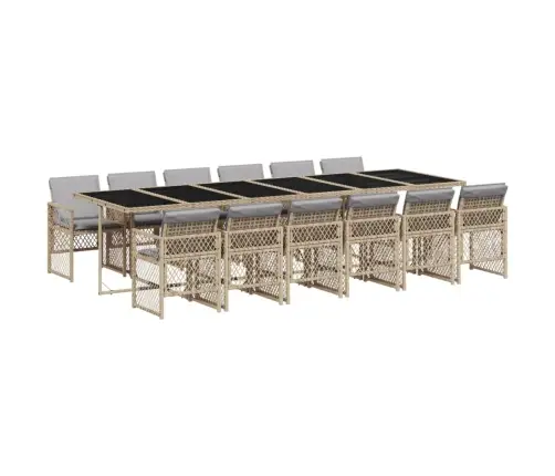 13-Daļīgs Dārza Mēbeļu Komplekts Ar Matračiem, Pe Rotangpalma Vidaxl