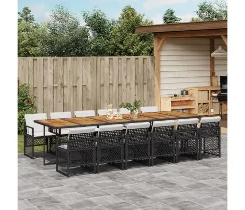 Sodo Komplektas Su Pagalvėlėmis, 13 Dalių, Juodas, Poliratanas