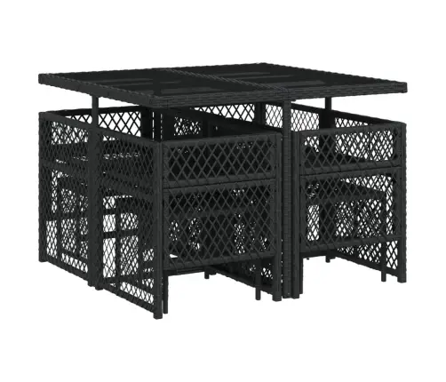 9-Daļīgs Dārza Mēbeļu Komplekts, Matrači, Melns, Pe Rotangpalma Vidaxl 9-Daļīgs Dārza Mēbeļu Komplekts, Matrači, Melns, Pe Rotangpalma Vidaxl