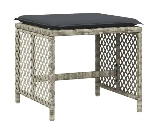 9-Daļīgs Dārza Mēbeļu Komplekts, Matrači,Gaiši Pelēka Pe Pinums Vidaxl