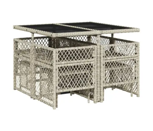 9-Daļīgs Dārza Mēbeļu Komplekts, Matrači,Gaiši Pelēka Pe Pinums Vidaxl