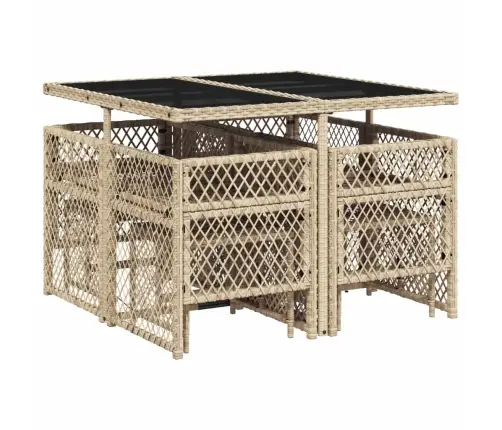 Sodo Komplektas Su Pagalvėlėmis, 9 Dalių, Smėlio, Poliratanas