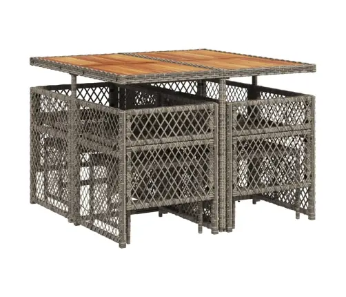 9-Osaline Aiamööbli Komplekt Patjadega, Hall, Polürotang