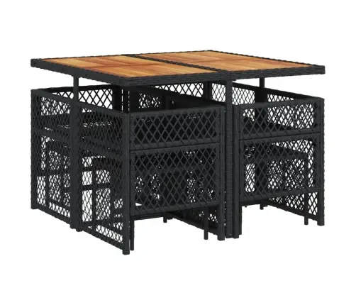 9-Osaline Aiamööbli Komplekt Patjadega, Must, Polürotang