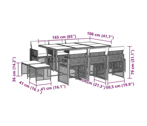 Sodo Komplektas Su Pagalvėlėmis, 11 Dalių, Pilkas, Poliratanas