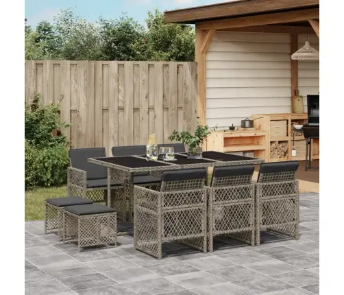 Sodo Komplektas Su Pagalvėlėmis, 11 Dalių, Pilkas, Poliratanas