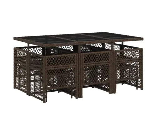 11-Osaline Aia Söögimööbli Komplekt Patjadega, Pruun, Pe-Rotang