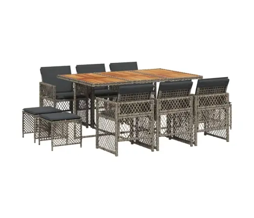 11-Daļīgs Dārza Mēbeļu Komplekts Ar Matračiem, Pe Rotangpalma Vidaxl