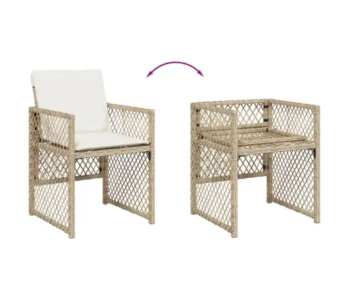 Sodo Komplektas Su Pagalvėlėmis, 11 Dalių, Smėlio, Poliratanas