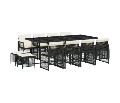 Sodo Komplektas Su Pagalvėlėmis, 13 Dalių, Juodas, Poliratanas