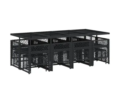 13-Osaline Aia Söögimööbli Komplekt Patjadega, Must, Pe-Rotang