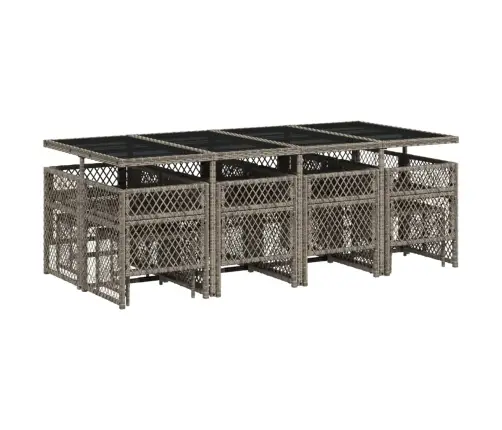 13-Daļīgs Dārza Mēbeļu Komplekts Ar Matračiem, Pelēks Pe Vidaxl