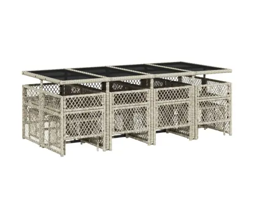 13-Daļīgs Dārza Mēbeļu Komplekts Ar Matračiem, Gaiši Pelēka Pe Vidaxl