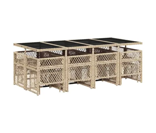 13-Osaline Aia Söögimööbli Komplekt Patjadega, Beež, Pe-Rotang