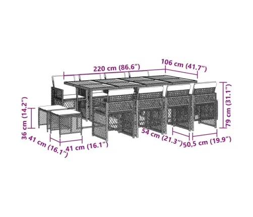 Sodo Komplektas Su Pagalvėlėmis, 13 Dalių, Pilkas, Poliratanas