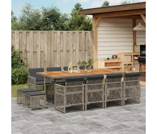 Sodo Komplektas Su Pagalvėlėmis, 13 Dalių, Pilkas, Poliratanas