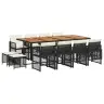 13-Osaline Aia Söögimööbli Komplekt Patjadega, Must, Pe-Rotang
