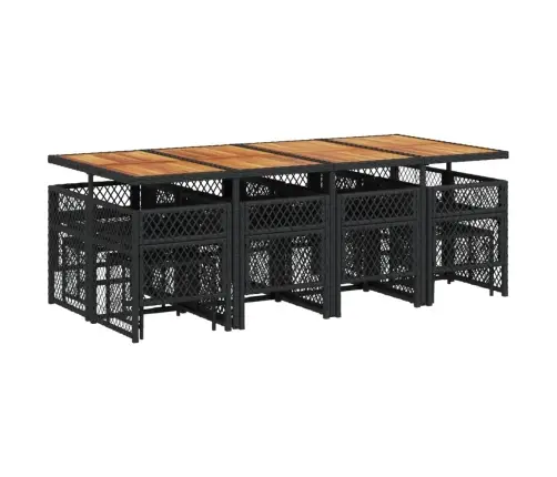 13-Osaline Aia Söögimööbli Komplekt Patjadega, Must, Pe-Rotang