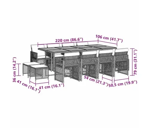 Sodo Komplektas Su Pagalvėlėmis, 13 Dalių, Smėlio, Poliratanas