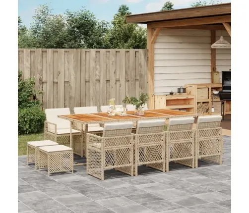 Sodo Komplektas Su Pagalvėlėmis, 13 Dalių, Smėlio, Poliratanas