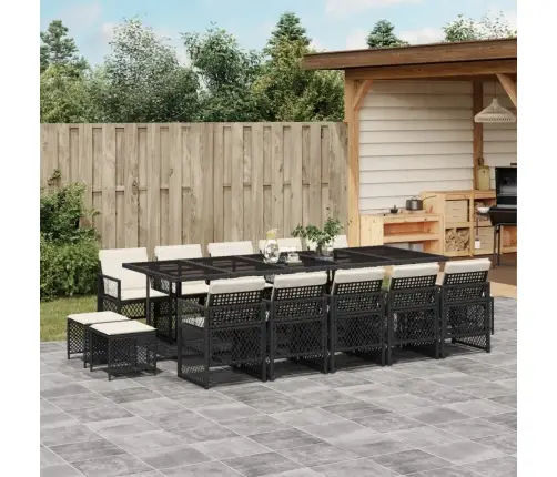 Sodo Komplektas Su Pagalvėlėmis, 15 Dalių, Juodas, Poliratanas