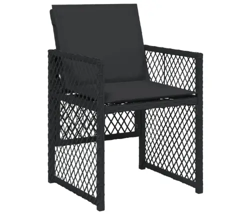 15-Daļīgs Dārza Mēbeļu Komplekts Ar Matračiem, Melns Pe Vidaxl