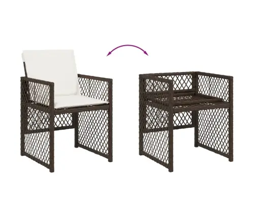 Sodo Komplektas Su Pagalvėlėmis, 15 Dalių, Rudas, Poliratanas