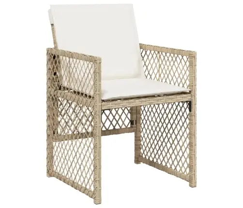 15-Daļīgs Dārza Mēbeļu Komplekts, Matrači, Bēša Pe Rotangpalma Vidaxl