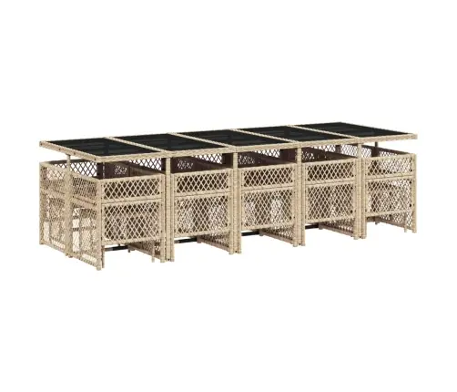 15-Daļīgs Dārza Mēbeļu Komplekts, Matrači, Bēša Pe Rotangpalma Vidaxl