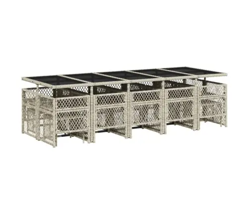 15-Daļīgs Dārza Mēbeļu Komplekts Ar Matračiem, Gaiši Pelēka Pe Vidaxl