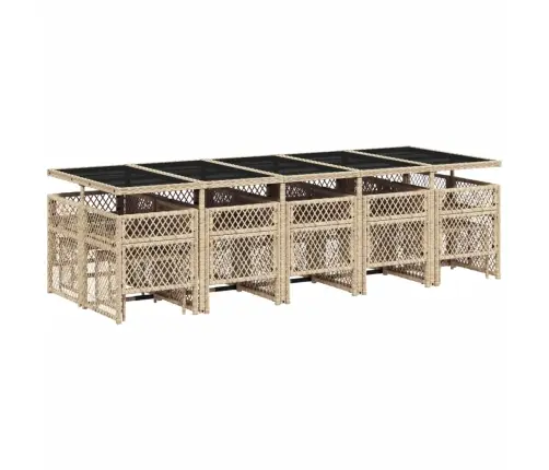 15-Osaline Aia Söögimööbli Komplekt Patjadega, Beež, Pe-Rotang