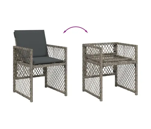 15-Osaline Aia Söögimööbli Komplekt Patjadega, Hall, Polürotang